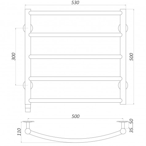 Полотенцесушарка UNIO LD ER 500-500-5 BLK Драбинка Дуга електро чорна