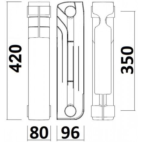 Радіатор біметалевий секційний QUEEN THERM 350/96 (кратно 10)