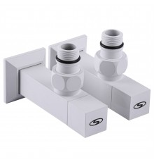 Набір Кран напівобертовий кутовий із американкою SOLOMON LUX 1/2″ CUBE WHITE 8888 (1уп)