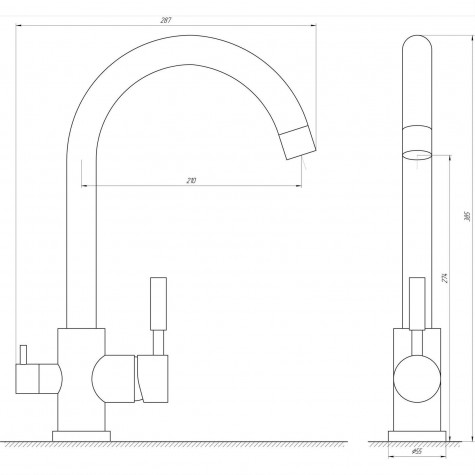 Змішувач для кухні під осмос Globus Lux LAZER GLLR-0333-11-GRAPHITE