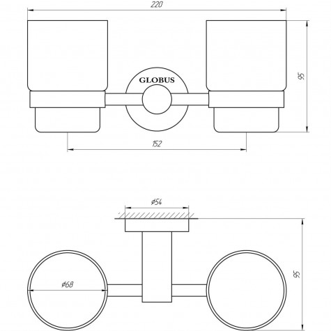 Стакан подвійний Globus Lux BS8428 чорний матовий SUS304