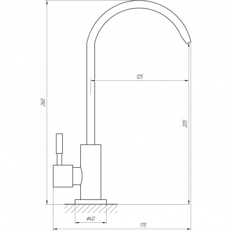 Кран для зворотнього осмосу Globus Lux ALPEN SBT1-55M-GP моно ГРАФІТ,Нержавійка з Quick Fitting