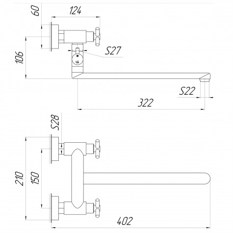 Змішувач для ванни Globus Lux DUKAT SD4-108