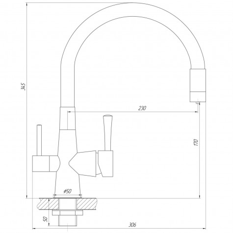 Змішувач для кухні під осмос Globus Lux LAZER GLLR-0903-11-GRAPHITE