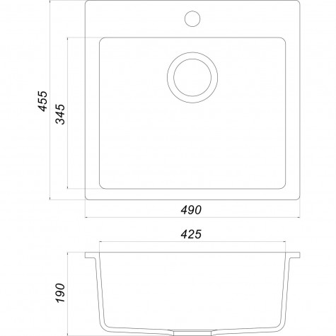 Гранітна мийка Globus Lux AOSTA графiт 490x455мм-А0001