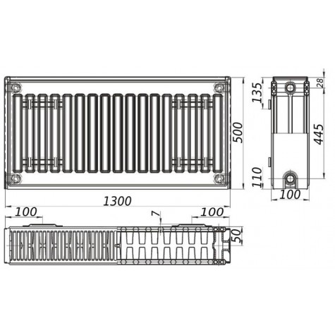 Радіатор сталевий панельний KALITE 22 бок 500х1300