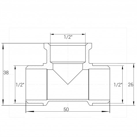 Трійник нікельований 1/2″ЗР х 1/2″ВР х 1/2″ЗР штампувань А0215А(нк) VA