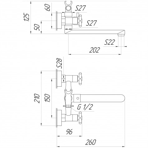 Змішувач для ванни Globus Lux DUKAT SD4-102N