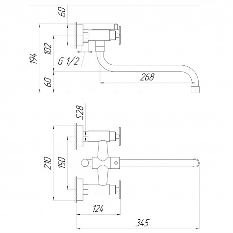 Змішувач для ванни Globus Lux DUKAT SD4-208L