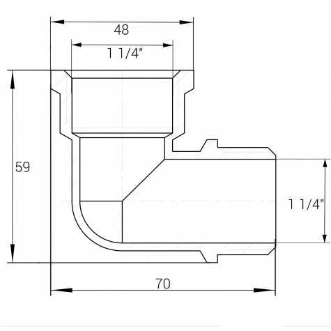 Кутник нікельований 1 1/4″ВР х 1 1/4″ЗР ливарний А0136А(нк) VA