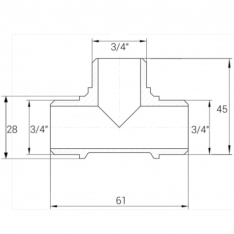 Трійник нікельований 3/4″ЗР х 3/4″ЗР х 3/4″ЗР штампувань A0246A(нк) VA