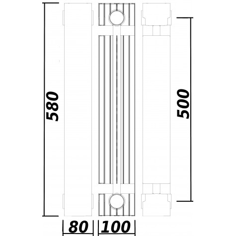 Радіатор біметалевий секційний QUEEN THERM 500/100 UNIVERSAL (кратно 10)