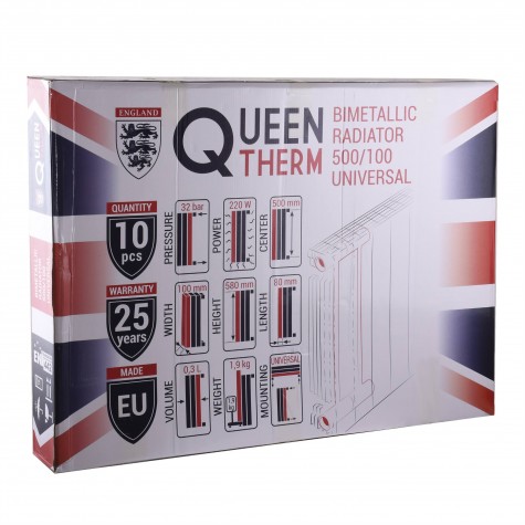 Радіатор біметалевий секційний QUEEN THERM 500/100 UNIVERSAL (кратно 10)