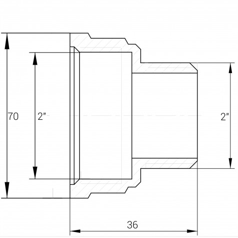 Перехідник латунний 2″ВР х 2″ЗР штампувань А0634А VA