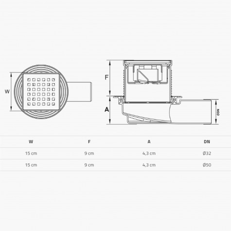 Трап душовий TILLO TM431 15х15см