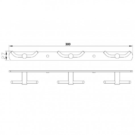 Планка з крючками подвійними 3х2 Perfect Sanitary Appliances RM 1503-3