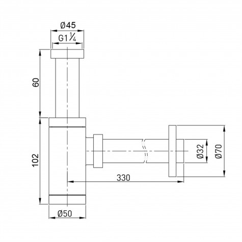 Сифон для раковин циліндричний Globus Lux GS-32-105-00