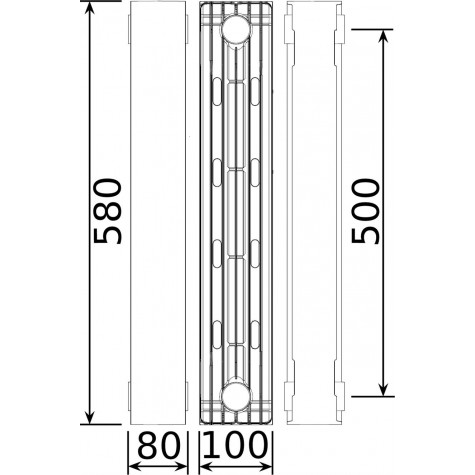 Радіатор біметалевий секційний QUEEN THERM 500/100 VERTICAL (кратно 10)