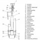 Комплект арматури для зливного бачка з боковою подачею води  1/2 ″ та одним режимом зливу СТОП АБк-05