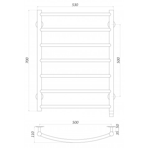 Рушникосушарка UNIO LD ЕU 700-500-7 BLK Драбинка Дуга електро чорна